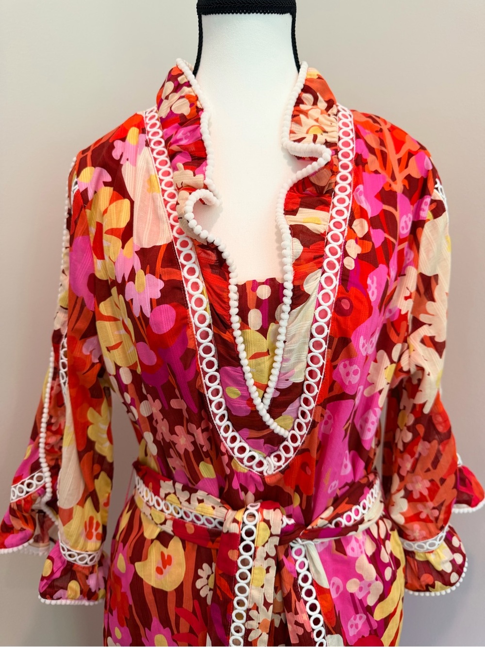 Lesley Evers Brianna Garden Party Pink Dress | XL | 100% Cotton | Pockets - Picture 2 of 13